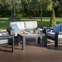 Salon de jardin en aluminium TITAN 2 fauteuils + 1 canapé 2 places