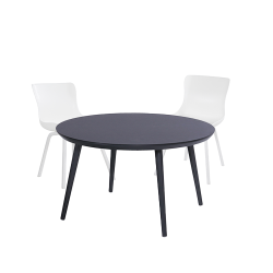 Ensemble repas Table SOPHIE Studio 128 Anthracite + 4 Chaises SOPHIE Dining Blanc