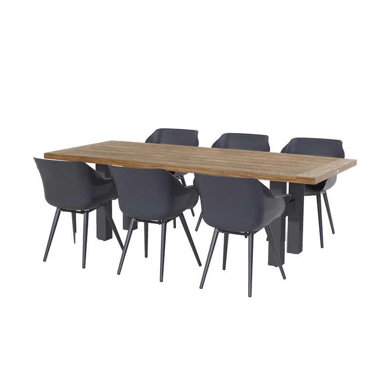 Ensemble repas Table SOPHIE Yasmani 240 + 6 Chaises SOPHIE STUDIO Armchair Anthracite