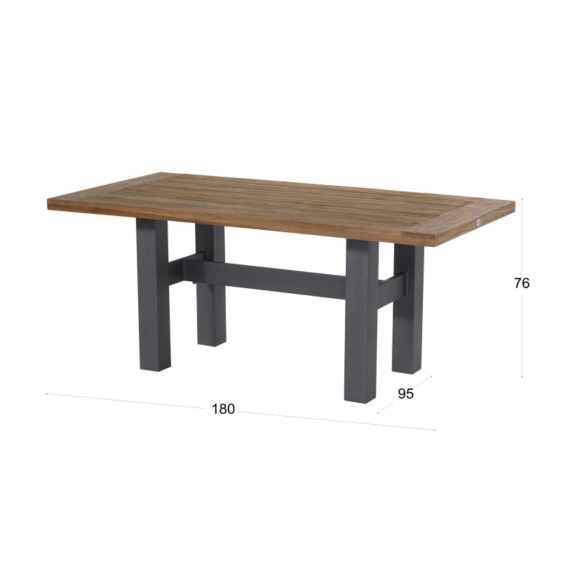 Dimensions table de jardin en bois SOPHIE YASMANI 180